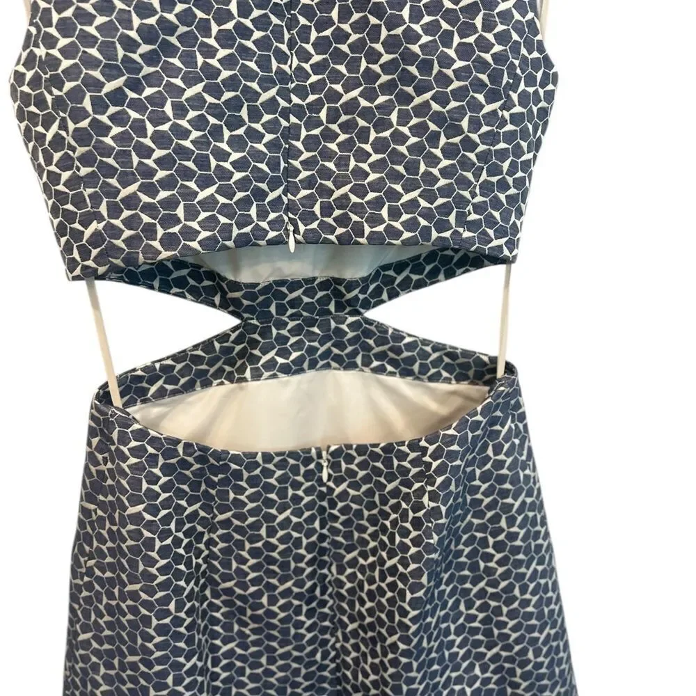 Tory Burch Sateen Jacquard Cut-out Dress Size 4
